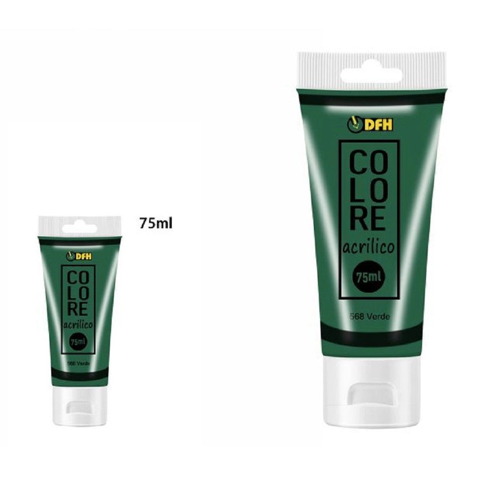 Trade Shop - Set 6 Pezzi Pittura Acrilica Vernice Confezione Colore Verde Tubo 75 Ml 07492 -