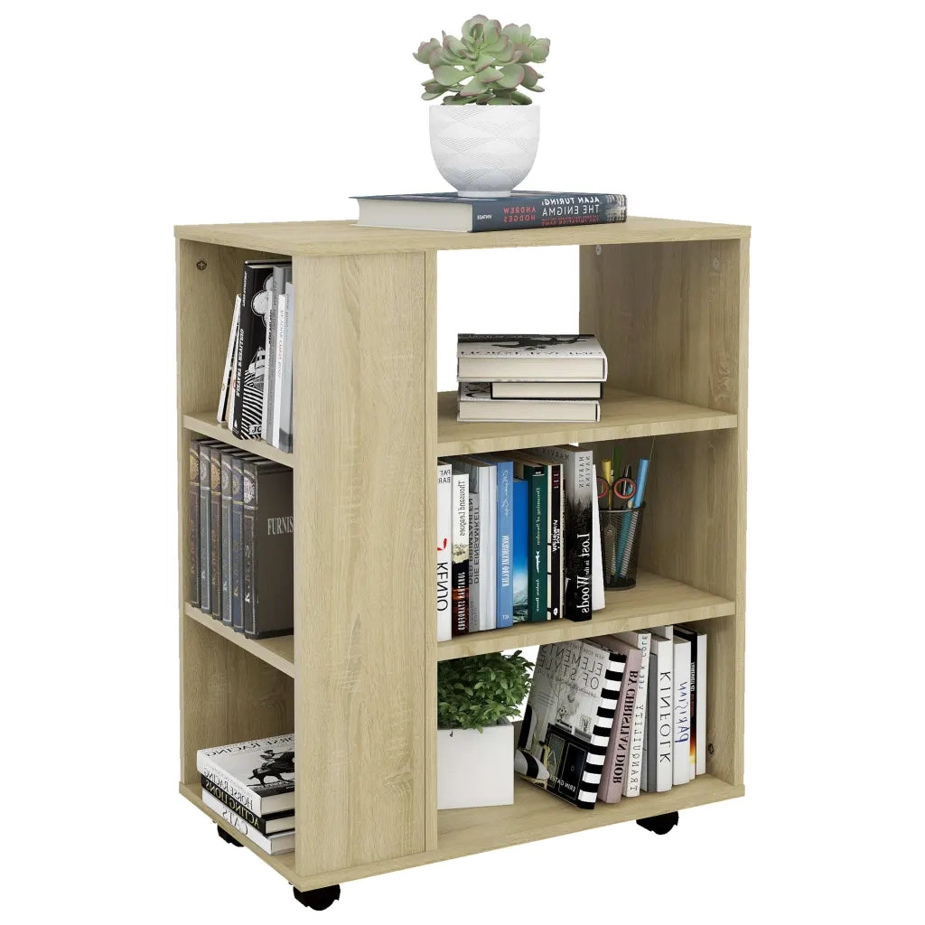 Mobiletto con Ruote Rovere Sonoma 60x35x75 cm Legno Multistrato 808452