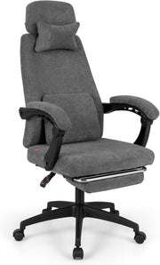 Sedia da Ufficio con Poggiapiedi Retrattile, Poggiatesta e Supporto Lombare, Schienale Inclinabile 99°-155°, Regolabile in Altezza 119-126 cm, Sedia Girevole per Ufficio, Studio e Soggiorno