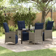 Set di tavolo e sedie con cuscino 5 pcs Grigio Rattan in PE