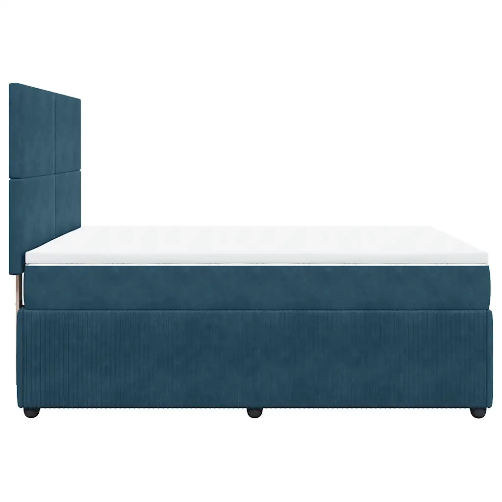 Giroletto a Molle con Materasso Blu 140x200 cm in Velluto