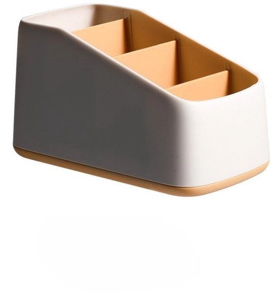 Organizzatore per telecomandi, box di organizzazione con 4 compartimenti, caricatore per telecomando, organizzatore per tavolo, scrivania, contenitore per oggetti di uso quotidiano (giallo)