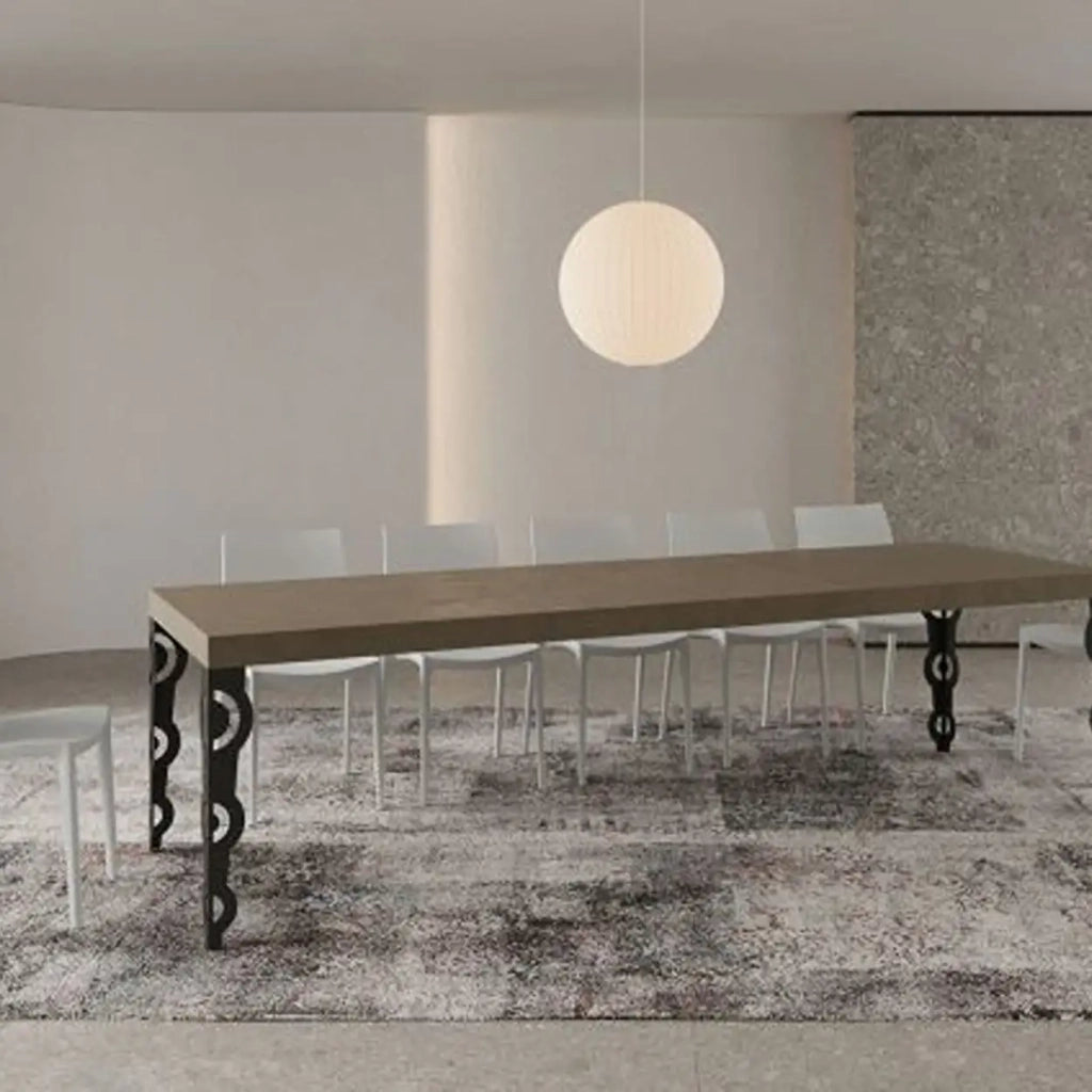 Tavolo allungabile 180/284x90 cm Karamay Premium tortora gambe antracite
