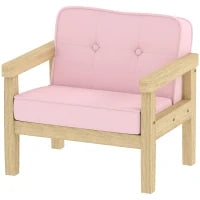 Poltrona per Bambini con Tessuto Morbido di Velluto e Struttura in Legno Seduta e Schienale Imbottiti 46,5x44x45 cm Rosa