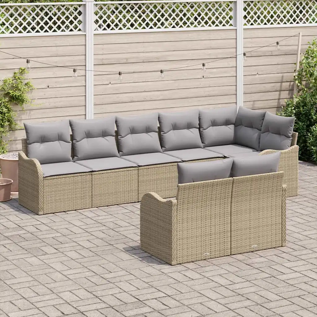 Set Divano da Giardino 8 pcs Beige e Grigio Chiaro polyrattan 3354419