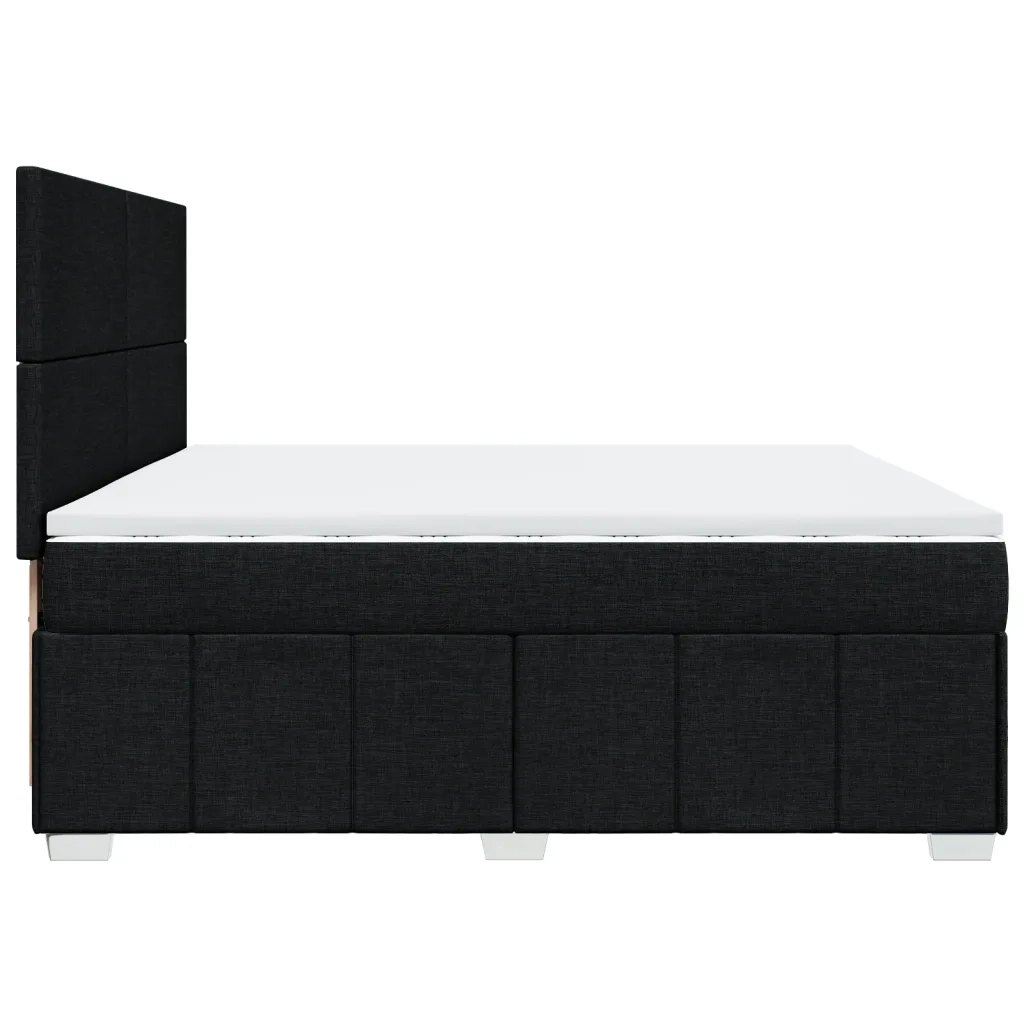Giroletto a Molle con Materasso Nero 200x200 cm in Tessuto