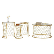 Set di 4 tavolini da salotto Cabiaglio, Tavolo basso da caffè, Portariviste per divano, Ripiano da soggiorno, 70x70 h55 cm, Oro