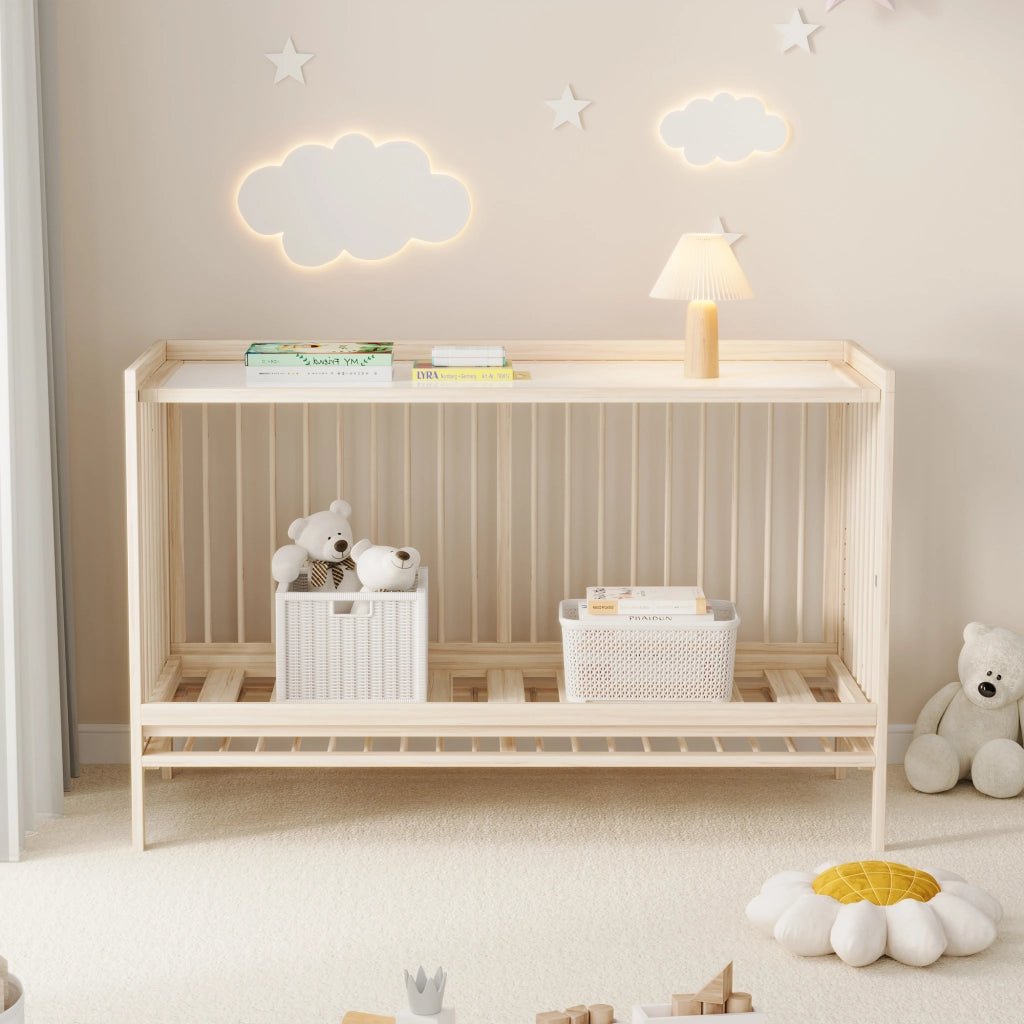 Letto bambino convertibile – 140x60x90 cm – legno abete senza materasso – naturale