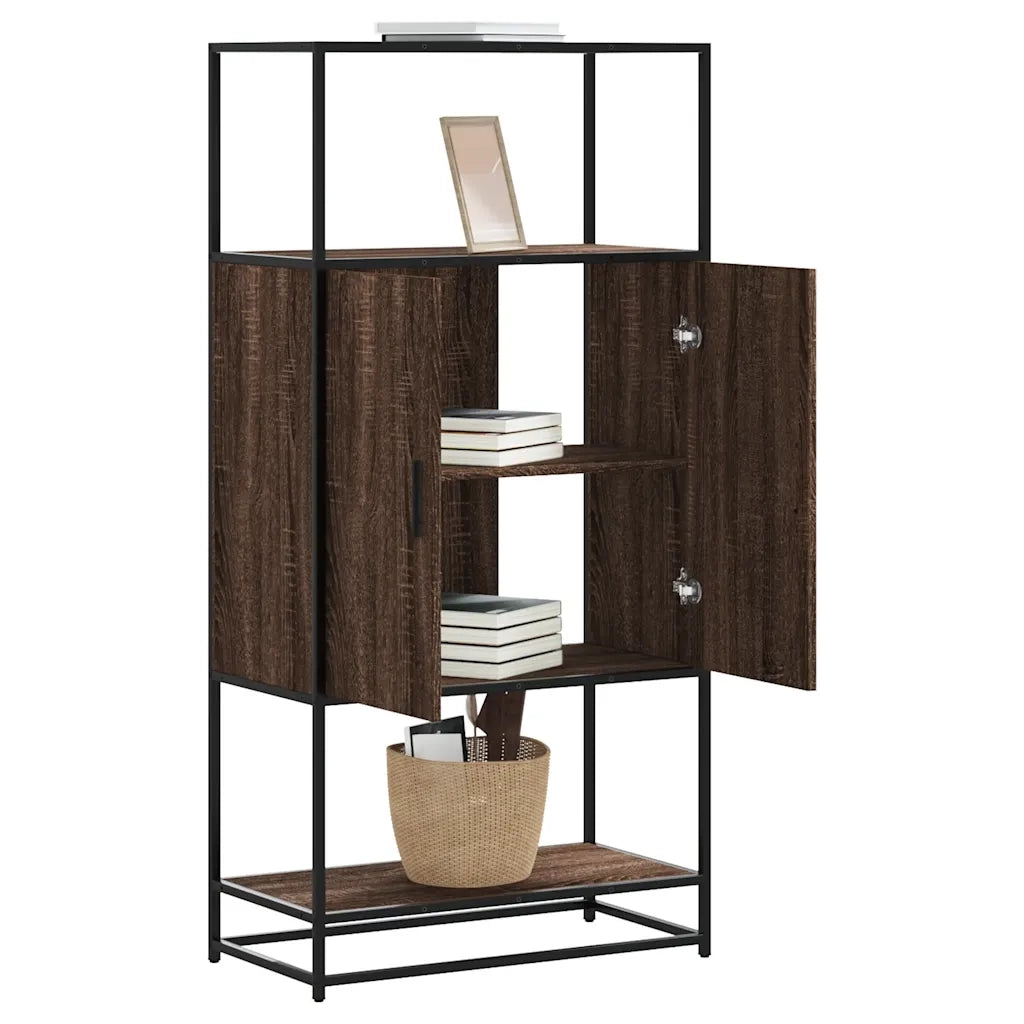 Credenza Rovere Marrone 68x35x139 cm Legno Multistrato Metallo 849043