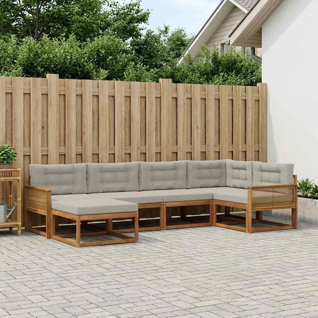 Set di divani da esterno 6 pz Naturale e Grigio chiaro 3382709