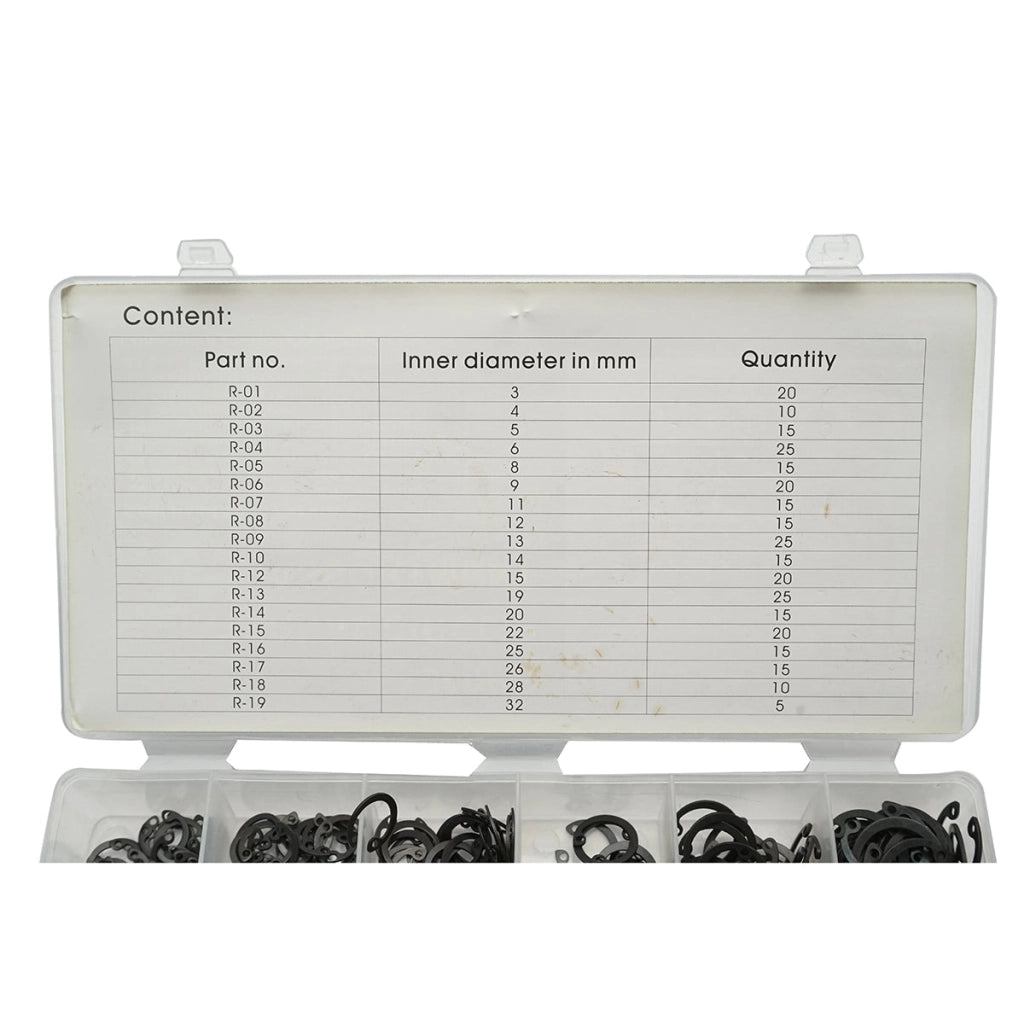 Set anelli di sicurezza Seeger interni 3–32 mm, 300 pezzi