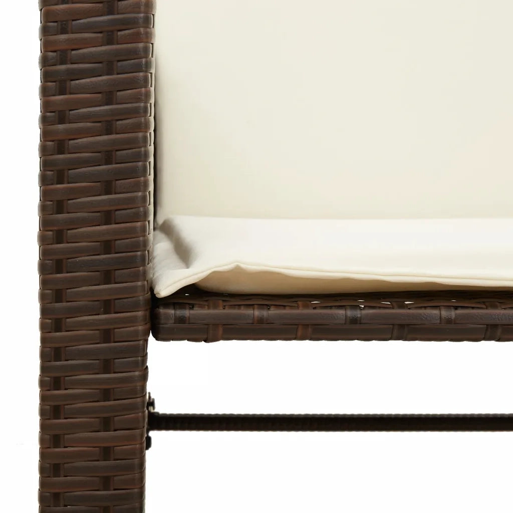 Divano Giardino 2Posti con Tavolo e Sgabelli Marrone Polyrattan