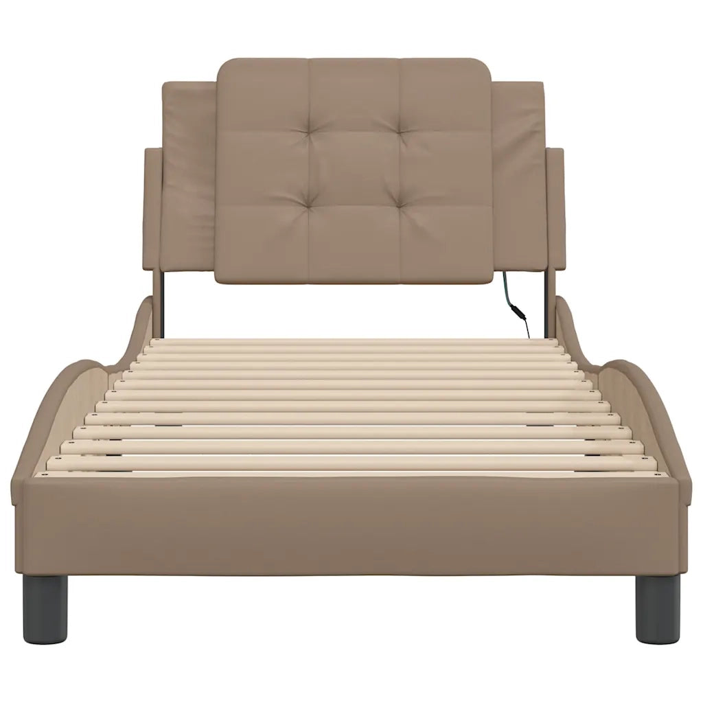Giroletto con LED senza Materasso-Struttura Letto Zadar Cappuccino 90x190 cm