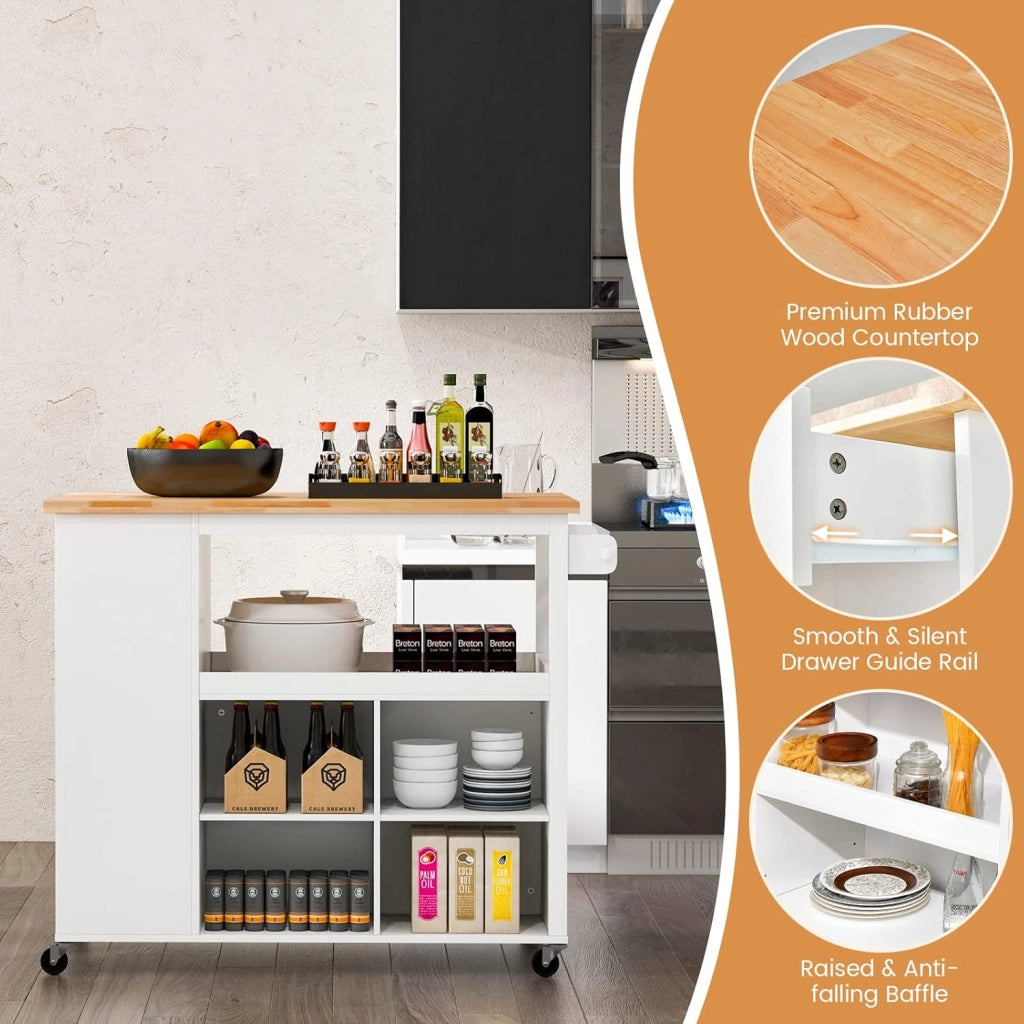 Carrello da cucina con cassetti e ripiani regolabili e portasciugamani, carrello da cucina, carrello da servizio, isola da cucina, stile moderno, per soggiorno/cucina
