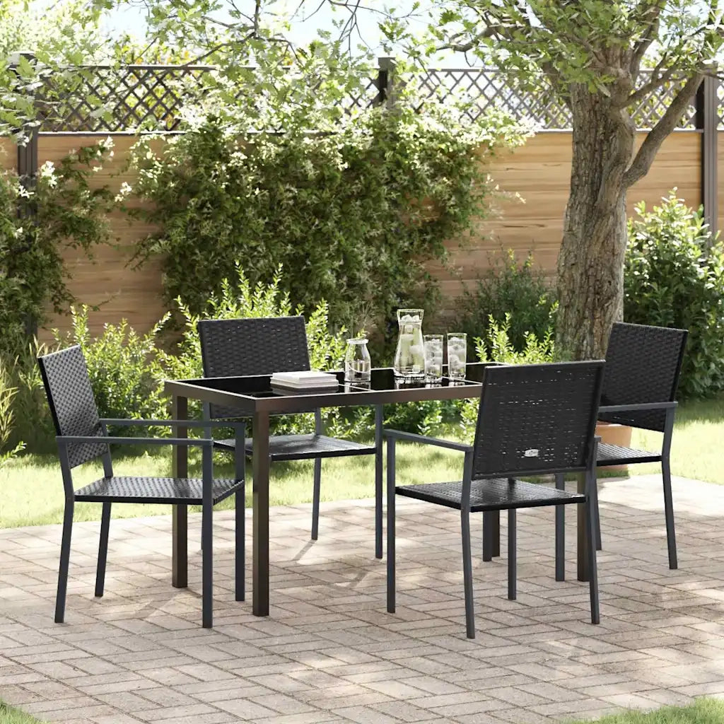 Set da Pranzo per Giardino 5 pcs Nero Rattan in PE 3379081