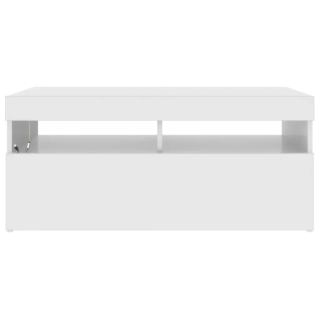 Mobile Porta TV con Luci LED Bianco Lucido 90x35x40 cm 804388