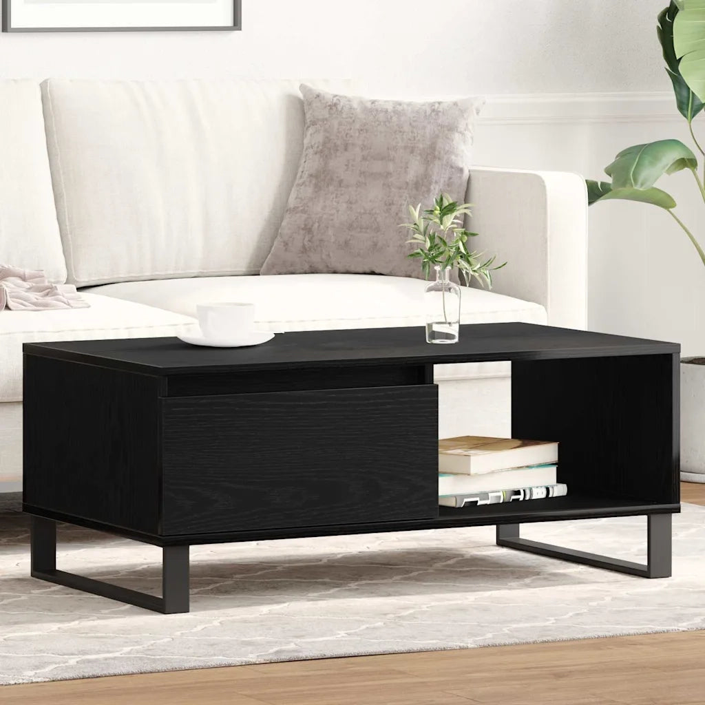 Tavolino da salotto con cassetto Rovere Nero 90 x 50 x 36,5 cm 862963