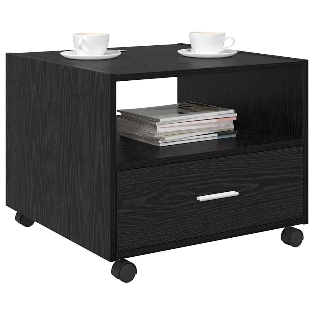 Tavolino da salotto con cassetto Rovere Nero 55 x 55 x 45cm