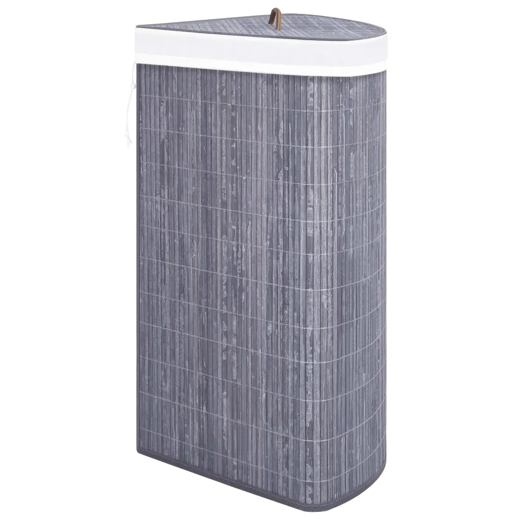 Cesto Portabiancheria Angolare in Bambù Grigio 60 L 320761