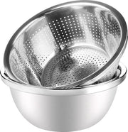 304 set di drenaggio in acciaio inossidabile con contenitore da 2 set di set di afdruiprek con ciotola per verdure, frutta, pasta, insalata, preparazione alimentare, sostenibile e lavastoviglie