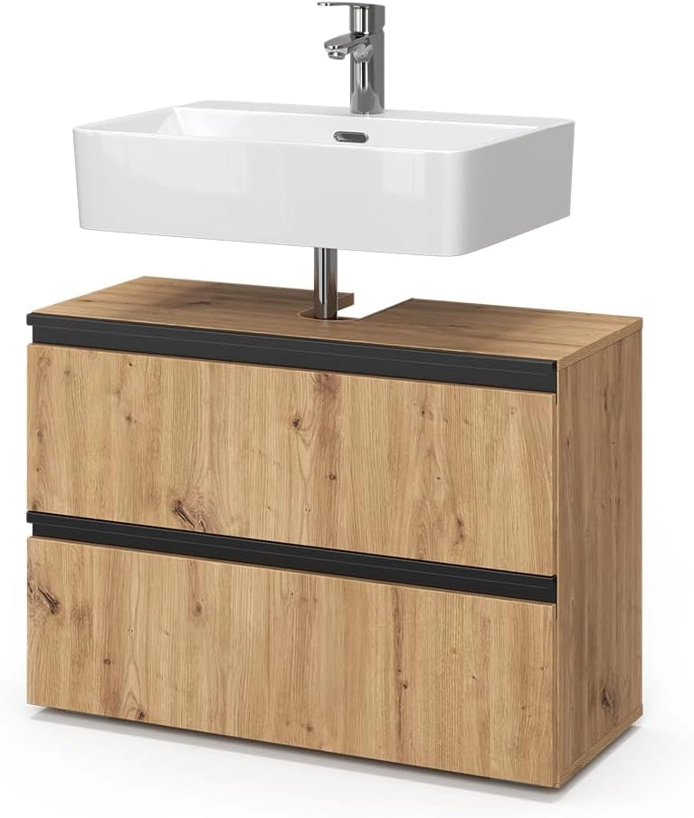 Mobile sottolavabo per bagno Torren, Artigiano, 80 x 58 cm con 2 cassetti