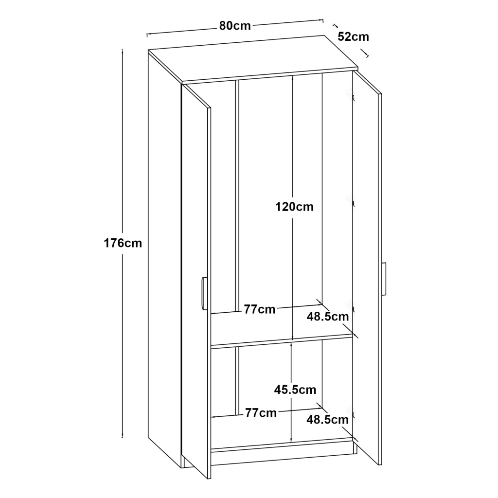Armadio Guardaroba Eiselfing 176 x 80 x 52 cm Bianco [en.casa]