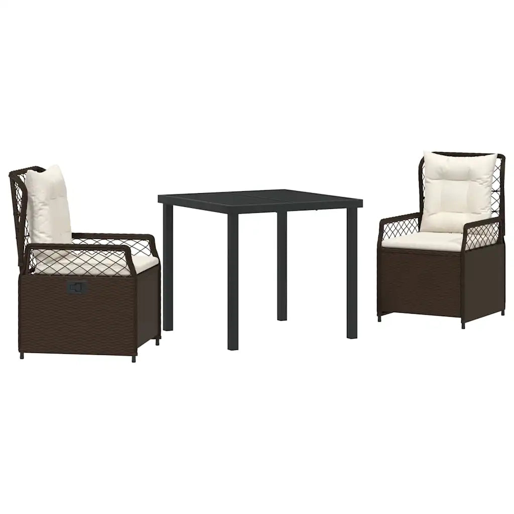 Set da Pranzo per Giardino 3 pcs Marrone polyrattan 3380988