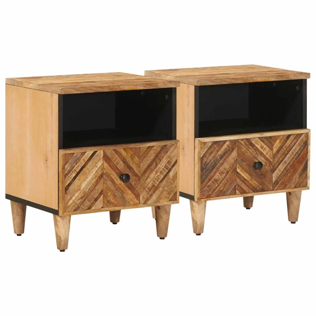 Set di 2 Comodini | Armadio da Notte | Mobiletto da notte Marrone 50 x 33 x 60 cm Legno di mango massello
