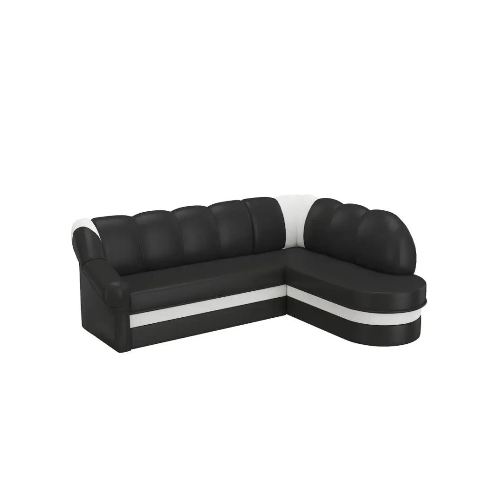 Divano ad angolo destro convertibile BENANA 250 cm nero e bianco con contenitore