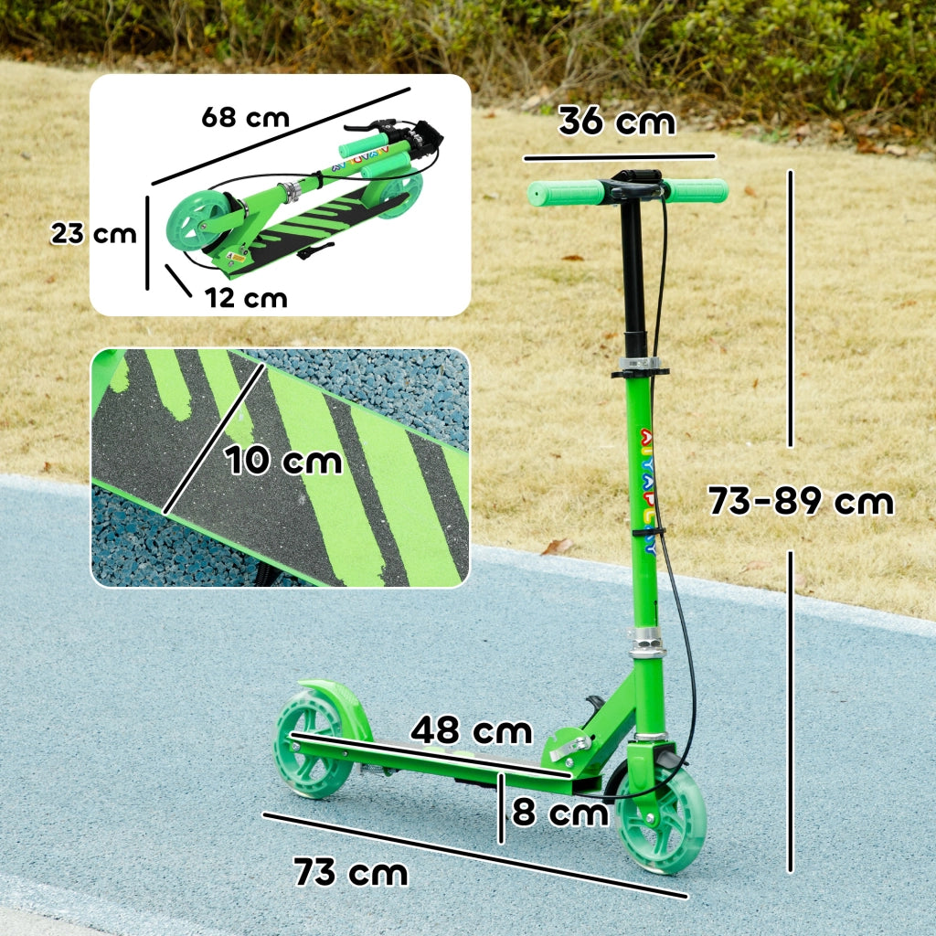 Monopattino per bambini pieghevole ¨C Xylo ¨C struttura in metallo con doppi freni, 3-8 anni, verde