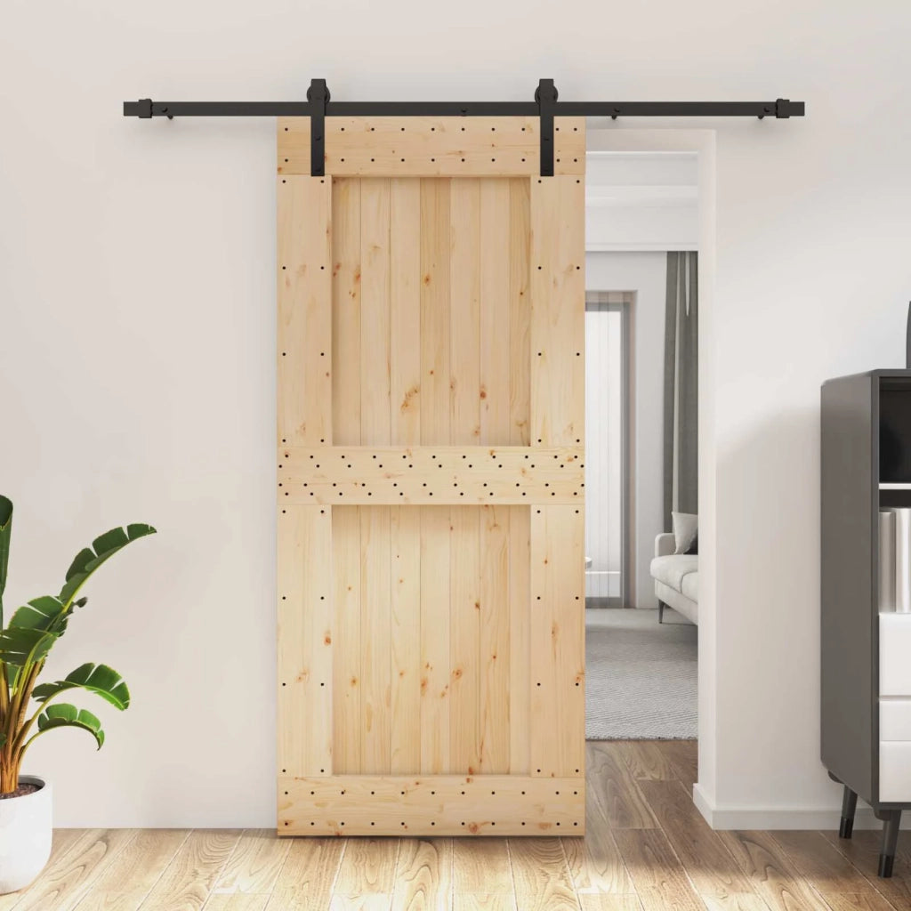 Porta scorrevole Naturale e Nero 90 x 210 cm 3444920