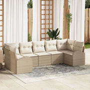Set Divano da Giardino 7 pcs Beige Rattan in Polipropilene