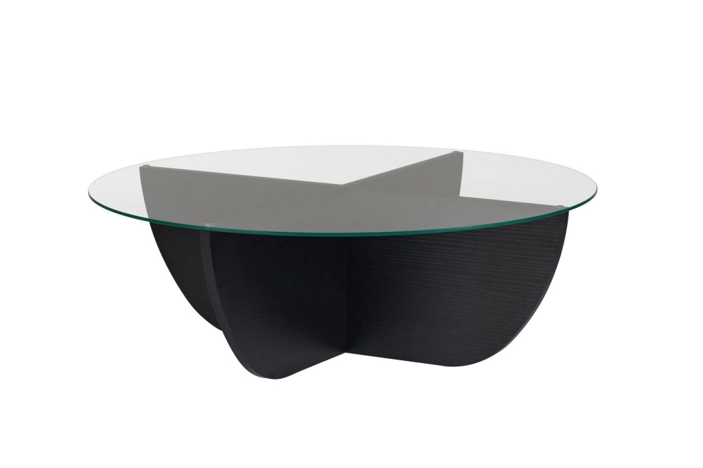 Tavolino in vetro "Liya" 90 x 90 x 30 cm - Legno nero