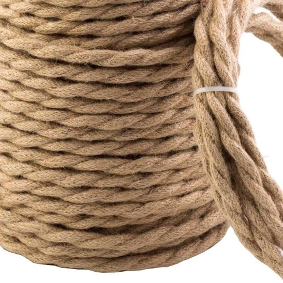 Cavo elettrico a 3 conduttori in canapa 3 x 0.75 mm² lunghezza 5 m con guaina in corda tessile intrecciata