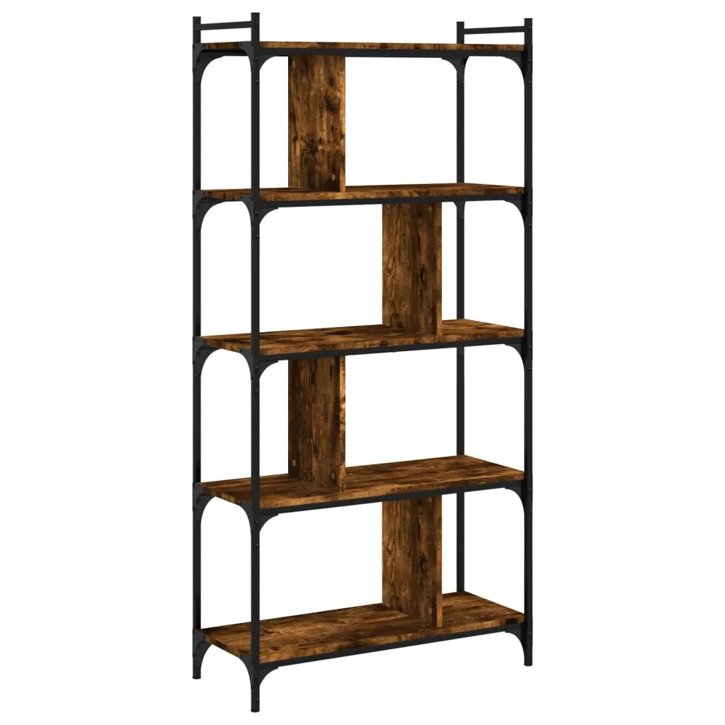 Libreria-Scaffale per Libri-Mobile di Stoccaggio Rovere Fumo 5 Ripiani 76x32x158 cm Legno Multistrato