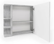 Specchio contenitore bagno Fynn, Calcestruzzo, 79.6 x 64 cm, con specchio e ripiani aperti per montaggio a parete