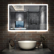specchio rettangolare 100x60 cm con luce led antiappannamento e touch
