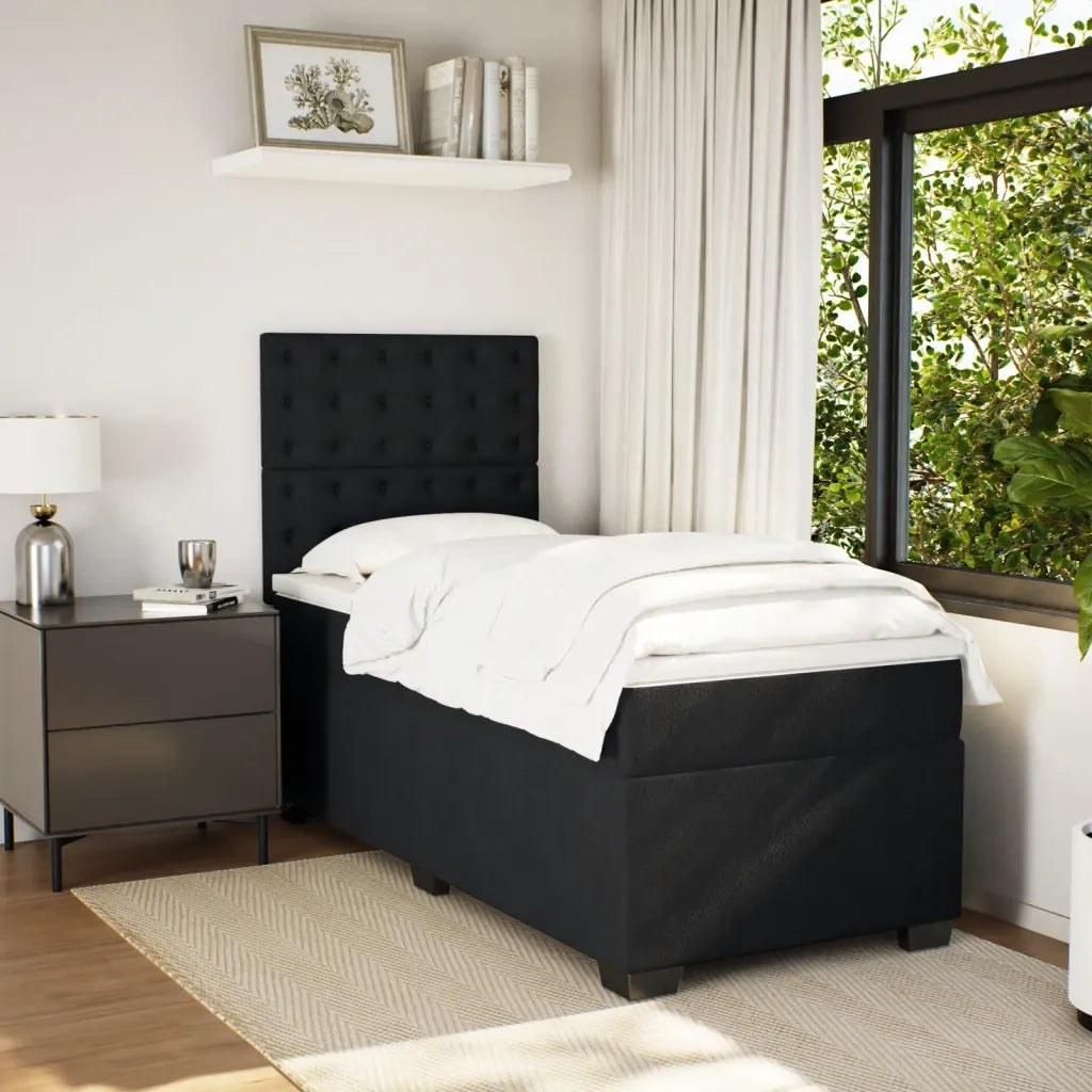 Giroletto a Molle con Materasso Nero 80x200 cm in Velluto
