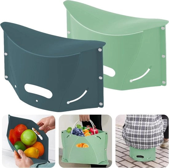 Klapkruk 2 in 1 portatile fino a 75 kg per bambini e adulti blu + verde - ideale per bagno, campeggio, giardino, camera da letto dei bambini e viaggi