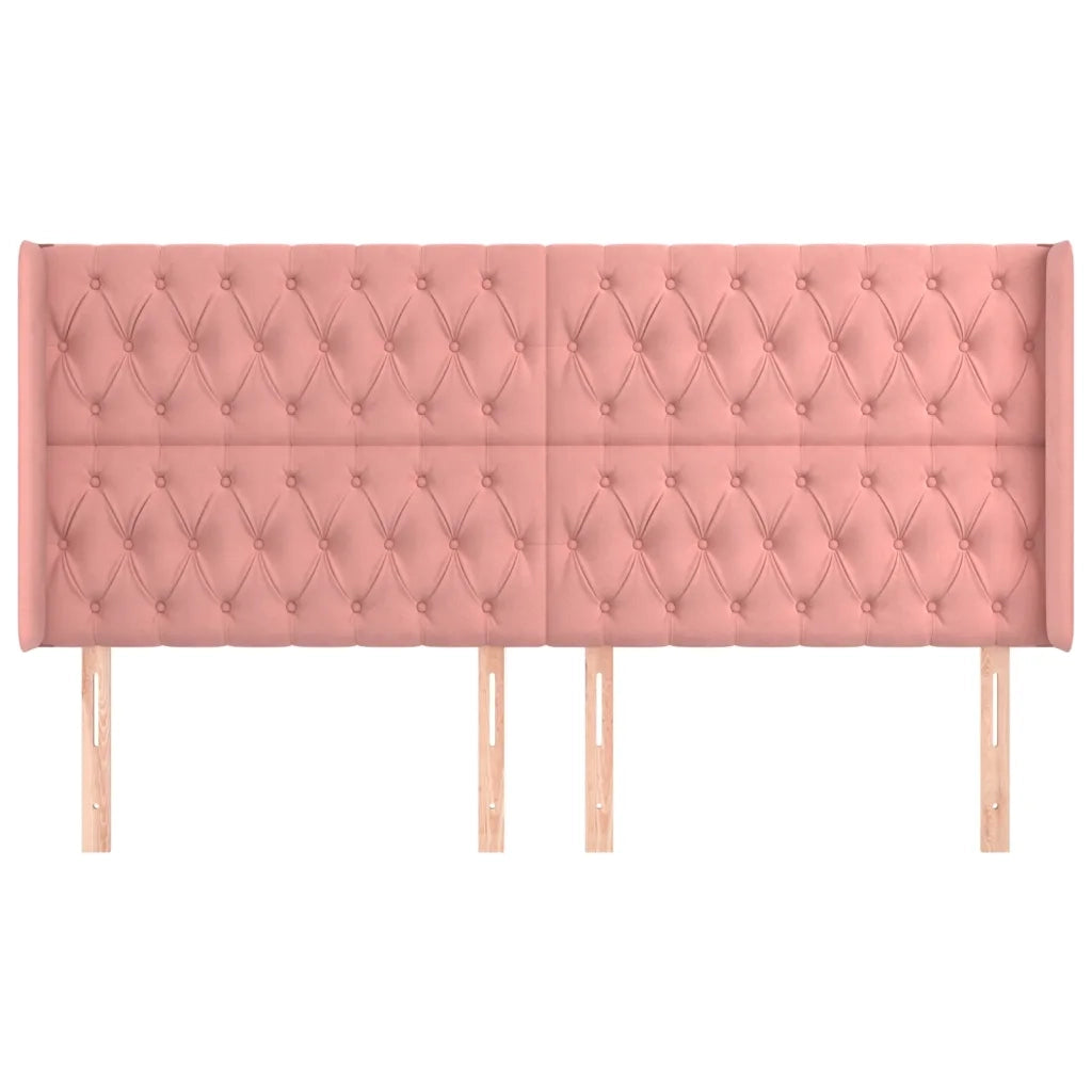 Testiera ad Orecchio Rosa 183x16x118/128 cm in Velluto 3119981
