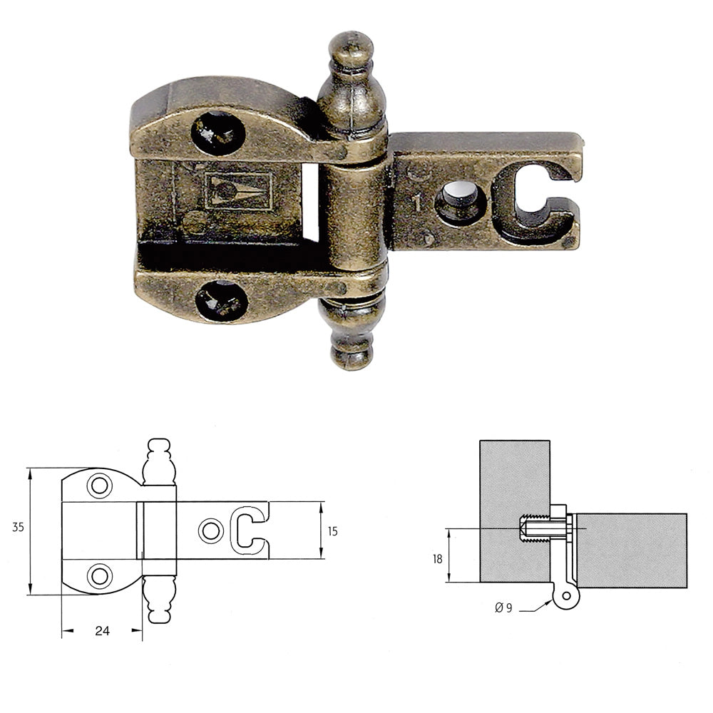 CERNIERA PER MOBILI 'A0055' oro- 2 pezzi
