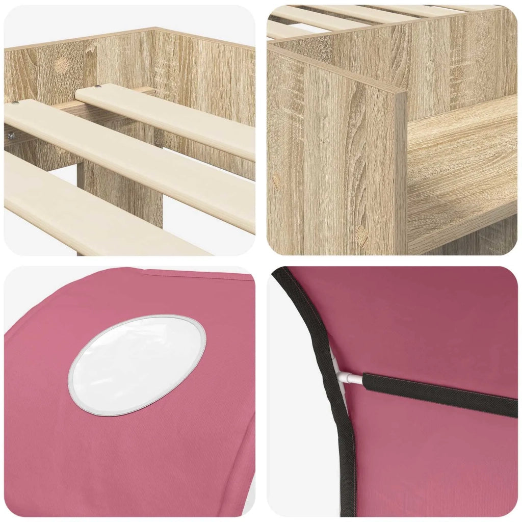 Letto con Tunnel 3 pz Rovere Sonoma e Rosa Legno ingegnerizzato 3423506