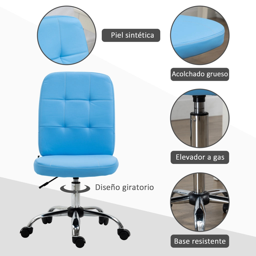 Sedia da Ufficio Girevole in Similpelle ¨C zephmum ¨C Blu, Regolabile 45x59x90-100 cm