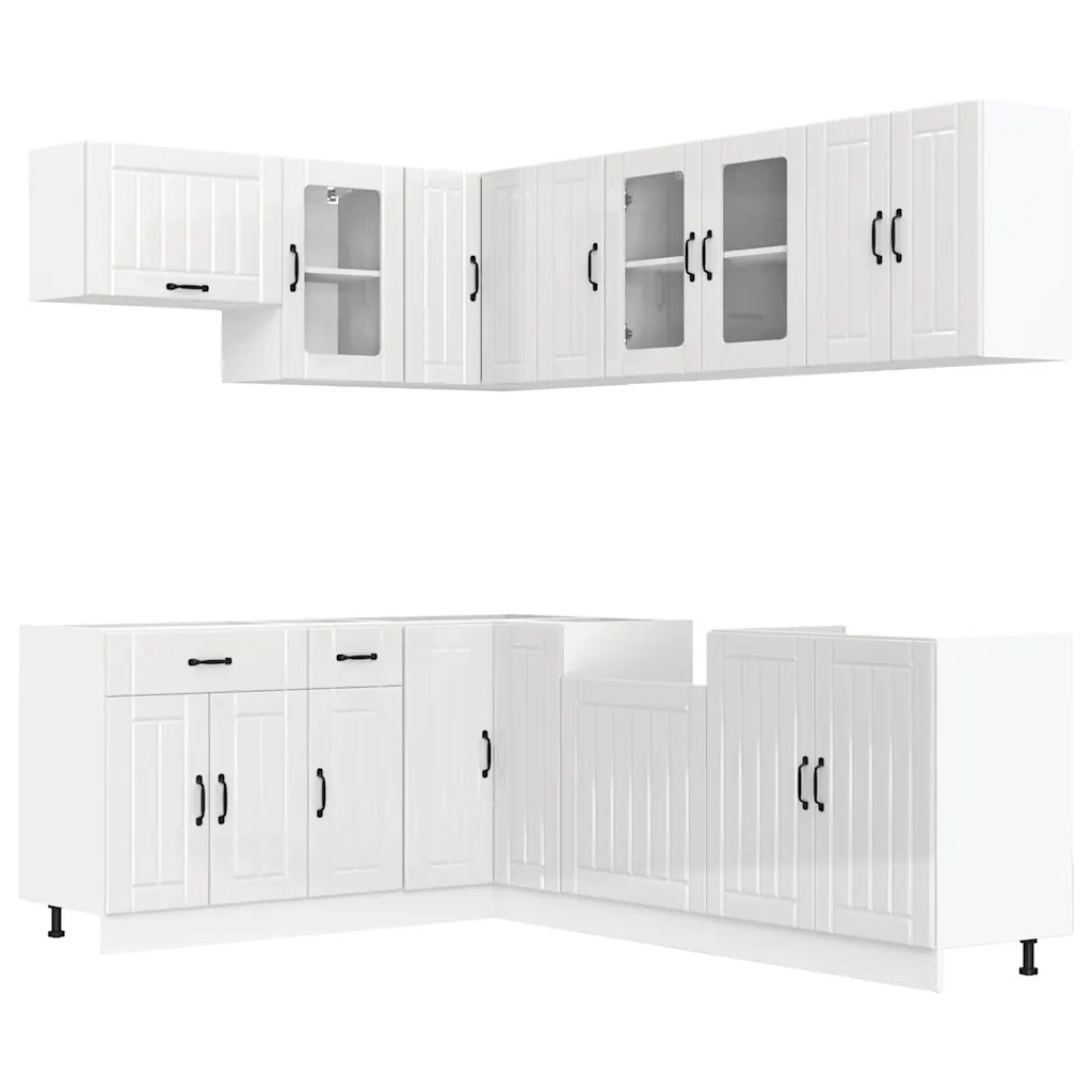 Set Mobili da Cucina 11 pz Lucca Bianchi Lucido in Truciolato