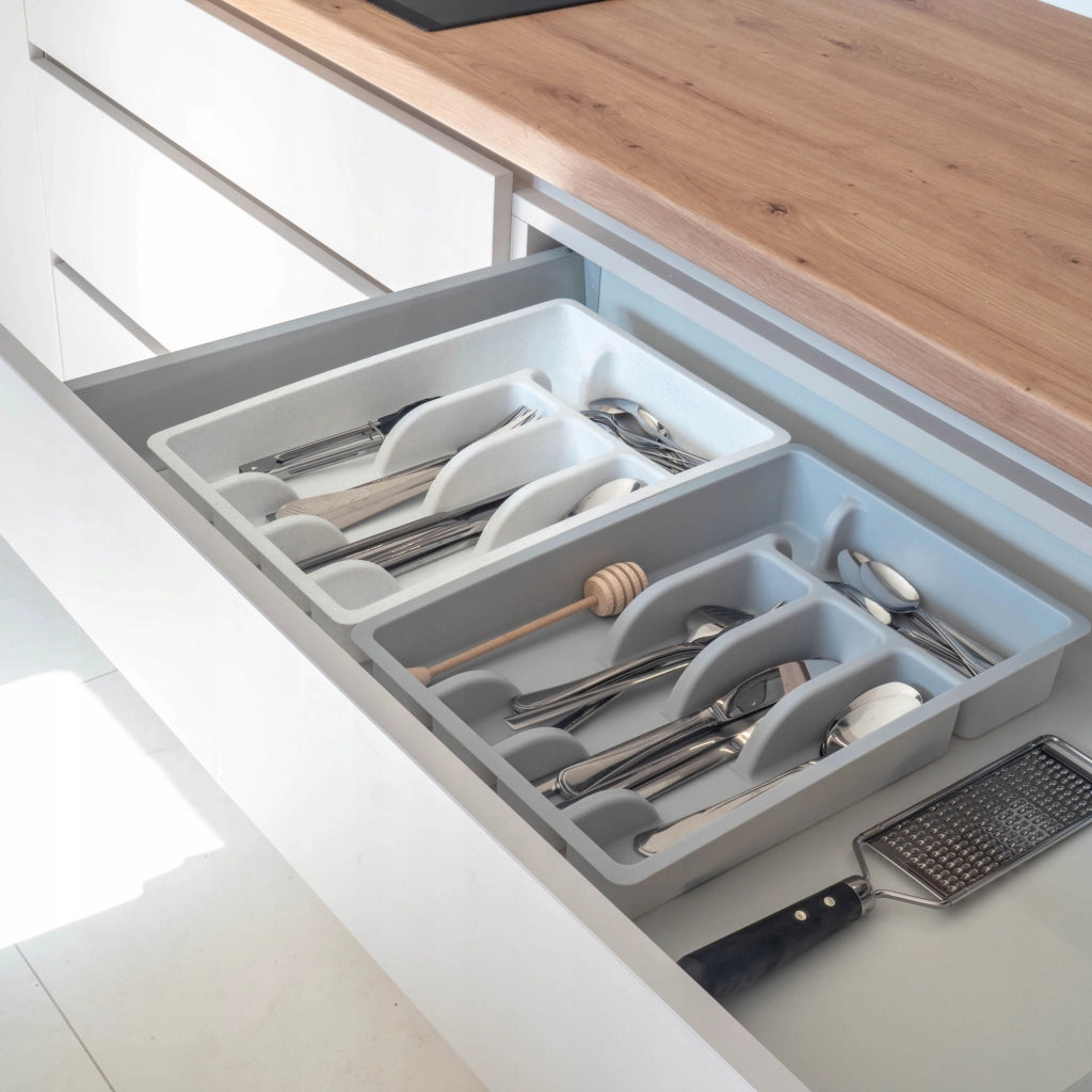 Inserto in plastica per cassetto KADAX, organizer per posate da cucina, grigio chiaro
