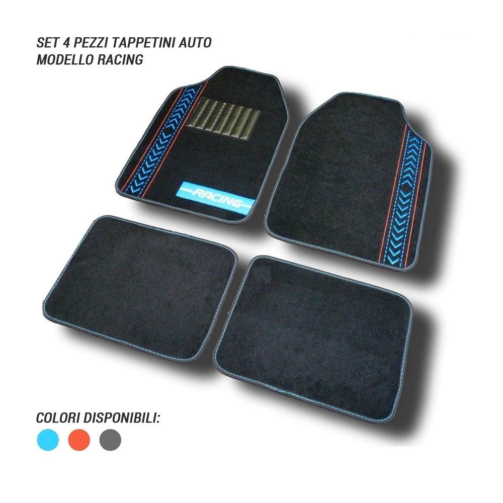 Trade Shop - Tappetini Per Auto Universali Antiscivolo Set Tappeti 4pz. 3 Colori Racing -