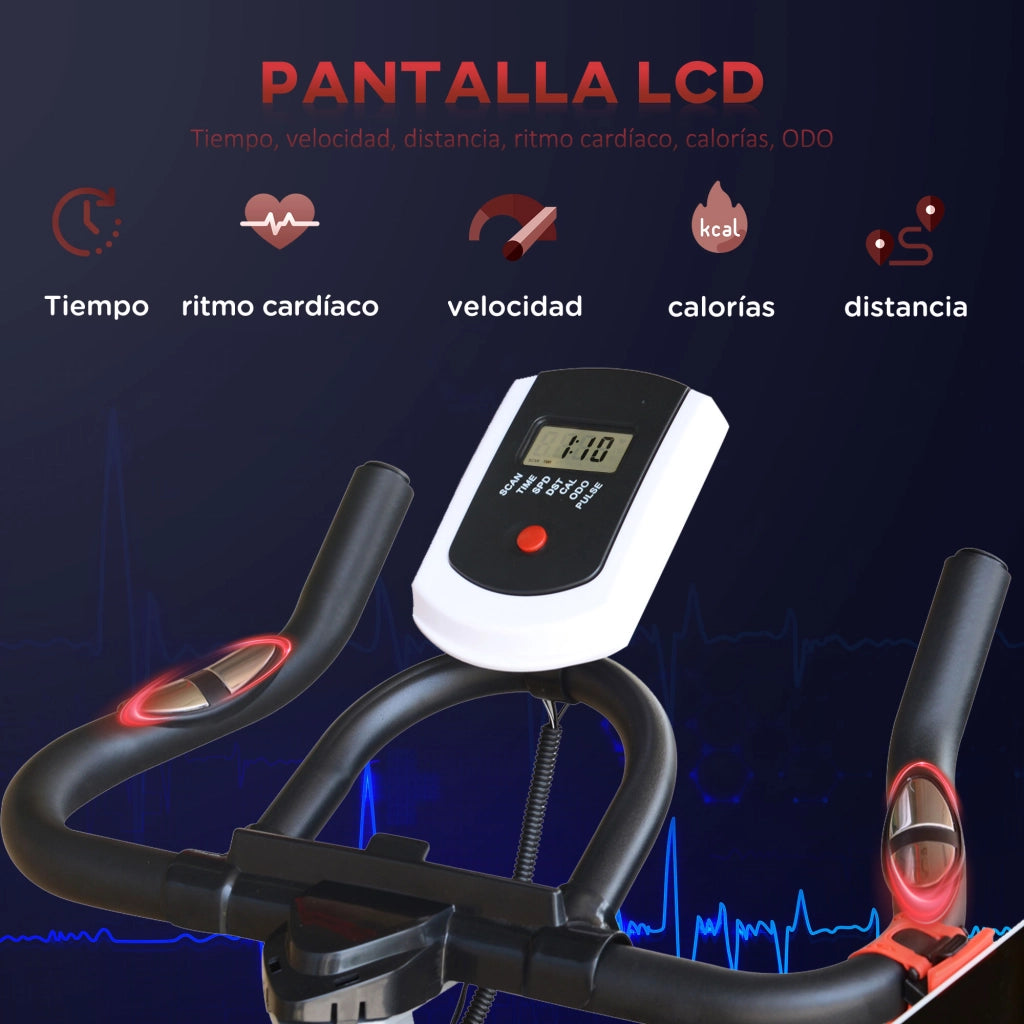 Bicicletta Statica con Volano 8 kg LCD Pulsimetro Sella e Manubrio Regolabili ¨C zephmum ¨C 103x48x115 cm Nero