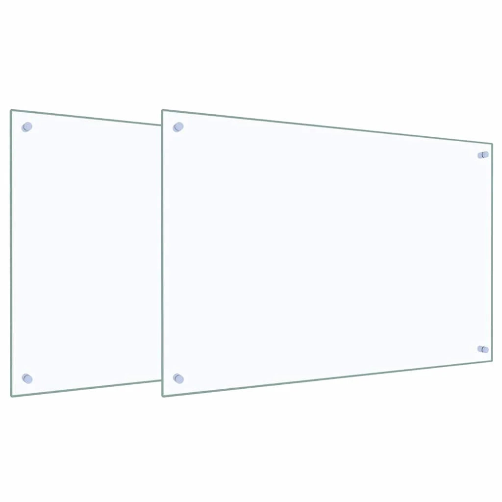 Set di 2 paraschizzi per cucina in vetro temperato 90 x 60 cm resistenti al calore design moderno trasparenti 02_0056225