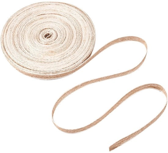 Tessuto in Juta Naturale 20m - Fili di Juta Naturali - 10 mm Larghezza - Ecologico - Per Accessori di Abbigliamento - Per Artigianato - Juta Filato
