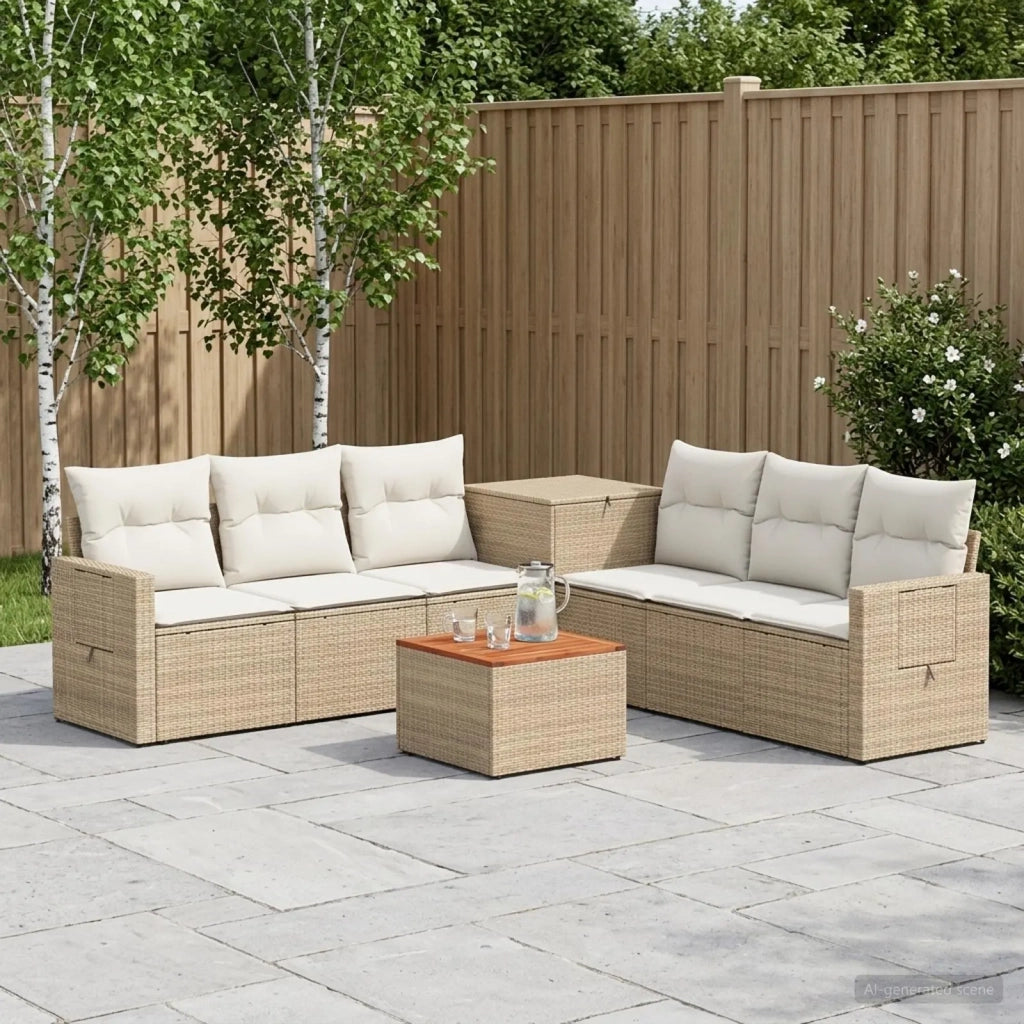 Set di divani 8 pz Beige e Bianco Crema 3448396